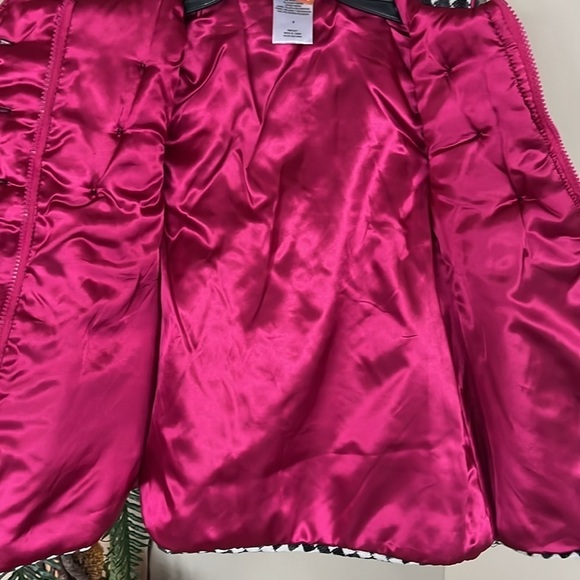 Brand New Penelope Mack Zip Up Pea Coat Black White Checkered Jacket & Hat - Picture 14 of 15